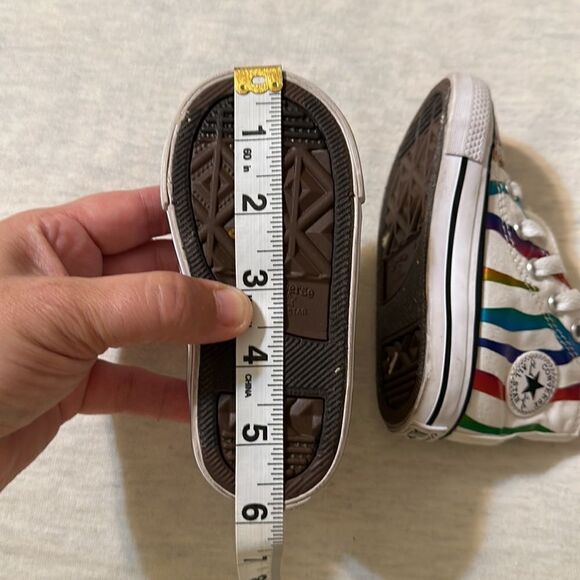 Converse 5 Baby White Rainbow Metallic Canvas High Top Sneakers - Picture 11 of 11